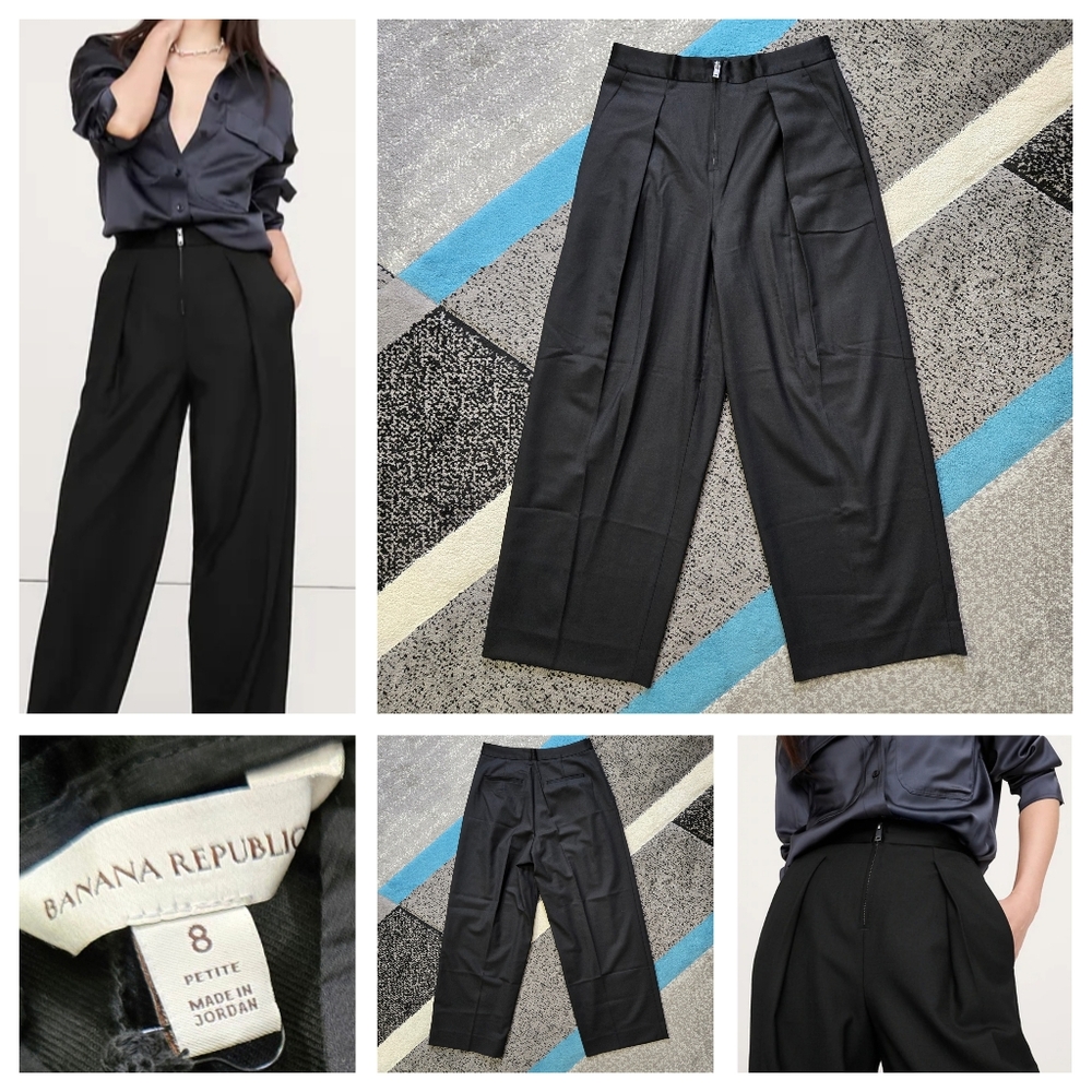 Banana Republic High-Rise Wide-Leg Tuxedo Pant, 8 PETITE, NWT